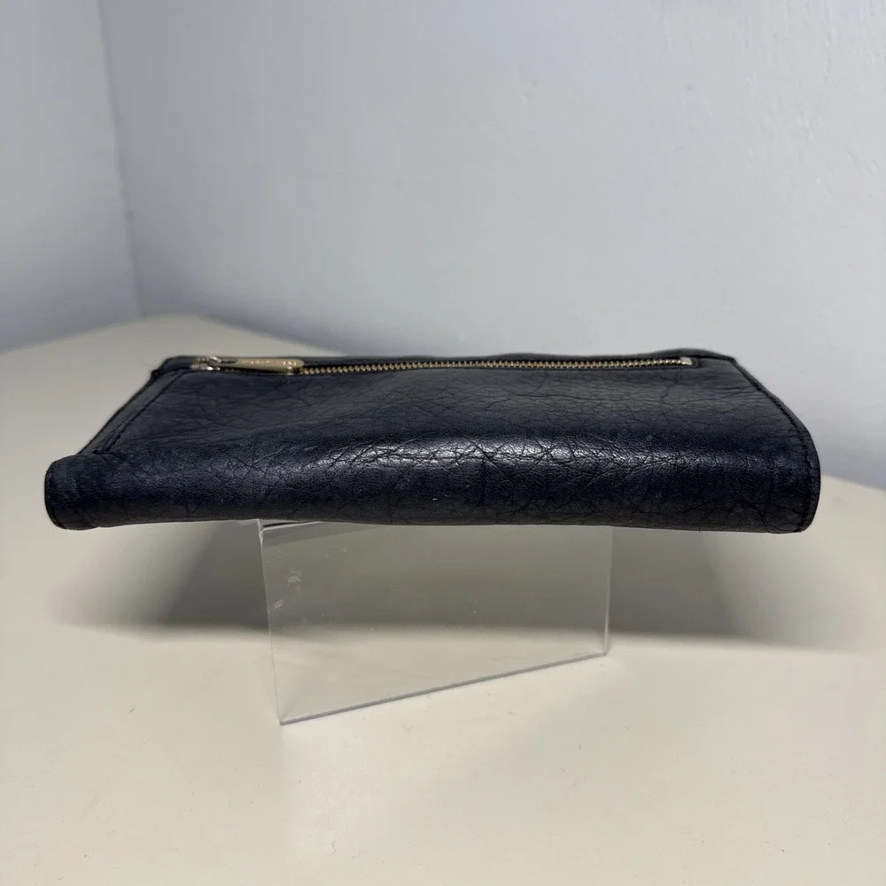 Michael Kors Black Soft Leather Twofold  Snap Zip Flap Women's Large Wallet
